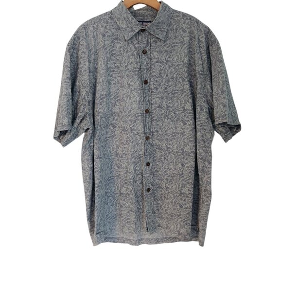 Reel Legends Hawaiian Shirt Fishing Print Button Up Short Sleeve Blue XL EUC - Picture 1 of 10